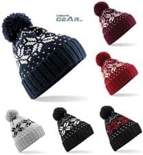 Image of Womens Mens Winter Bobble Hat Ladies Fairisle Woolly Apres Ski Pom Pom Beanie