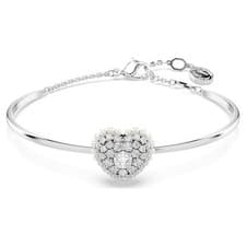 Image of Swarovski Hyperbola bangle Heart, White, Rhodium plated, Size M