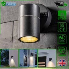 Image of Modern Black Outdoor Wall Light IP44 Stainless Steel GU10 Downlight Garden Lamp