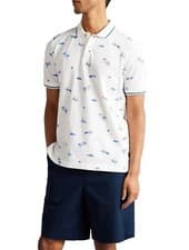 Image of Ted Baker Narford Printed Polo Short Sleeve Shirt Top White choose your Size