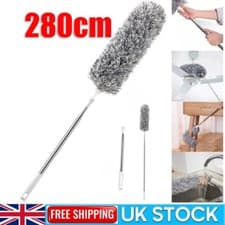 Image of 280cm Extendable Feather Duster Telescopic Magic Dust Brush Long Reach Handle UK