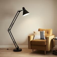 Image of Floor Lamp Matt Black Retro Articulated Arm Tilting Head Livingroom (H)168cm
