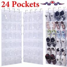 Image of 24 PAIR OVER DOOR HANGING SHOE RACK 12 TIER SHELF ORGANISER STORAGE STAND HOLDER
