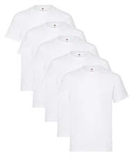 Image of Fruit of The Loom SS048 Men's T-shirt - White, Pack of 5 Large