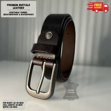 Image of Men Genuine Leather Belt Black Full Grain 35mm Jeans Trouser Casual Formal Belt