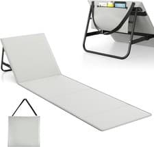 Image of Beach Chair Mat with Adjustable Backrest, 180 * 55cm Foldable (Grey)