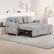 Image of 2-Seater 3-in-1 Convertible Sofa Bed Sleeper Pull Out Couch Adjustable Backrest