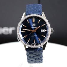 Image of TAG Heuer Carrera Blue 39mm Ladies Diamond Swiss Luxury Watch WAR1114.FC6391