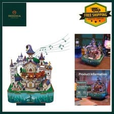Image of Enchanting Wooden Music Box 3D Puzzle Magical Castle Model Kit, 111 Pcs