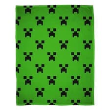 Image of Minecraft Fleece Creeper Blanket150cm x 100cm Green/Black  TC697