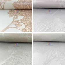Image of Holden Ambleside Tree Pattern Wallpaper Floral Leaf Textured Metallic Glitter