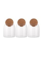 Image of Set of 3 Glass Storage Jars with Cork Ball Lid | 500ml | Multipurpose Storage