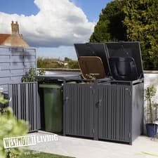 Image of Triple Metal Wheelie Bin Store Anthracite Grey Vertical Steel Bar Doors