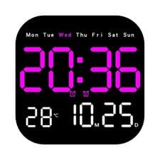 Image of LED Wall Clock with Temperature Date Week Display and Day Countdown Feature