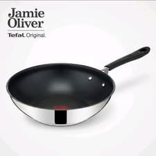 Image of Tefal Jamie Oliver 28cm Wok Induction Stainless Steel Non-Stick Dishwasher Safe