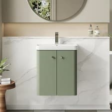 Image of Nuie Core Wall Hung 2-Door Vanity Unit with Thin Edge Basin 500mm Wide - Satin G