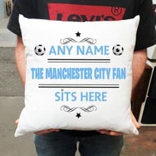 Image of Manchester City personalised cushion with filling Any Name Any team