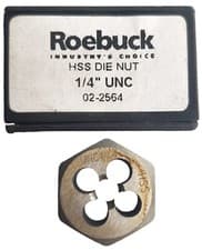 Image of 1/4" DIE NUT Rethreading HSS Hex UNC Thread Hexagon ROEBUCK 02-2564