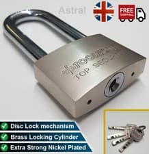 Image of Extra Long Shackle Padlock | 60mm | Heavy Duty Brass Body & Core Lock
