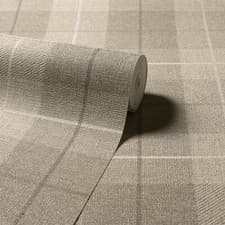 Image of Hessian Country Tartan Check Textured Beige 294903 Arthouse Wallpaper