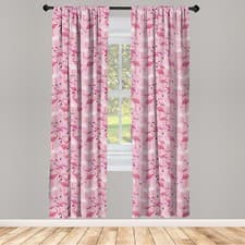 Image of Flamingo Curtains 2 Panel Set Animals in Pinkish Tones