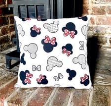 Image of 869. Handmade 100% Cotton Cushion Cover - Minnie Mouse, Various sizes