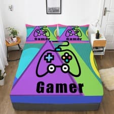 Image of Gamer Gamepad3 Teens Bed Decor Fitted Sheet Set Single/Double/Super King Size