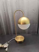 Image of Round Globe Gold Tone Arched Table Lamp Modern Design