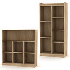 Image of Tall Wide Wooden 7 Cube Bookcase Shelving Display Storage Unit Cabinet Shelves