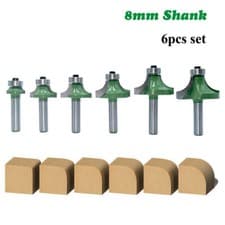 Image of 6Pcs 8mm Shank Round Over Beading Edging Router Bit Set Woodworking Tool