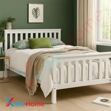 Image of Small Double 4ft Wooden Bed Frame With Mattress Slots Pine Wood Solid Furniture