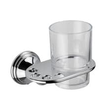 Image of Croydex Bathroom Clear Tumbler with Chrome Wall Mounted Holder - Westminster