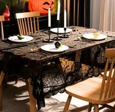 Image of Halloween Table Cloth 137x 182cm Spider Web Table Cover Rectangle Black