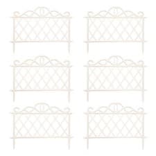 Image of Pack of 6 27cm White Plastic Garden Patio Lawn Border Fence Edging