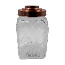 Image of 1x Square Glass Storage Jar Copper Screw Lid – 3.5 Litre