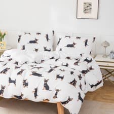 Image of 3D Boston Terrier Dog Clipart Quilt Cover Set Bedding Sets Pillowcases Queen