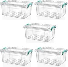 Image of 1/3/5x Clear Plastic Storage Boxes Container with Clip Lock Lid Stackable Box 5L