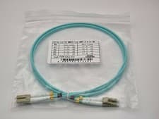 Image of 1m OM3 Aqua Fibre Optic Cable LC LC Duplex MM 50/125 Patch