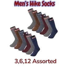 Image of Men Hiking Socks Walking Trekking Boot Socks Heavy Duty Cushion Crew 3 6 12 Pk