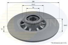 Image of Brake Disc Rear Fits Fiat Talento Nissan Renault Vauxhall Opel COMLINE ADC1164