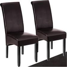 Image of Tectake® Set of 2 Dining Chairs with Faux Leather Covers & Solid Hardwood Legs,
