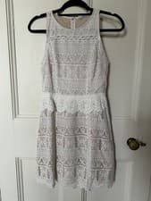 Image of New Summer All Saints Ivory Cream Melia Lined Lace Dress Size 8