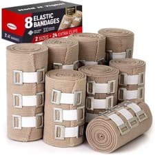 Image of Tubular Elastic Bandage Compression Support 8 Sterile Bandages 2 Sizes and Clips