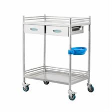 Image of 2 Drawer Stainless Steel Dental Medical Lab Cart Portable Utility Trolley New