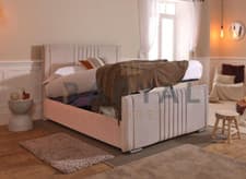 Image of CAIRO OTTOMAN STORAGE BED PANEL PLUSH VELVET UPHOLSTERED BED FRAME
