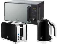 Image of Swan Solace Black Kettle 2 Slice Toaster & 800W 20L Microwave Kitchen Set