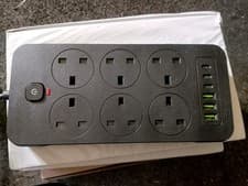 Image of Power Multi Universal with extention cable Plug 6 UK sockets Type C x3+USB x3 UK