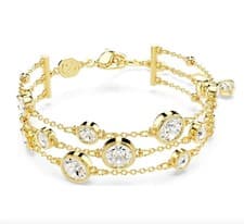 Image of SWAROVSKI Imber wide bracelet Round cut, White, Gold-tone plated, 5680095