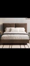Image of Guyii King Size Bed Frame 180x200cm Bed with Headboard and Wing Side, Dark Brown