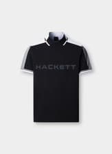 Image of Hackett Heritage London Classic Fit Short Sleeve Multi Polo Black